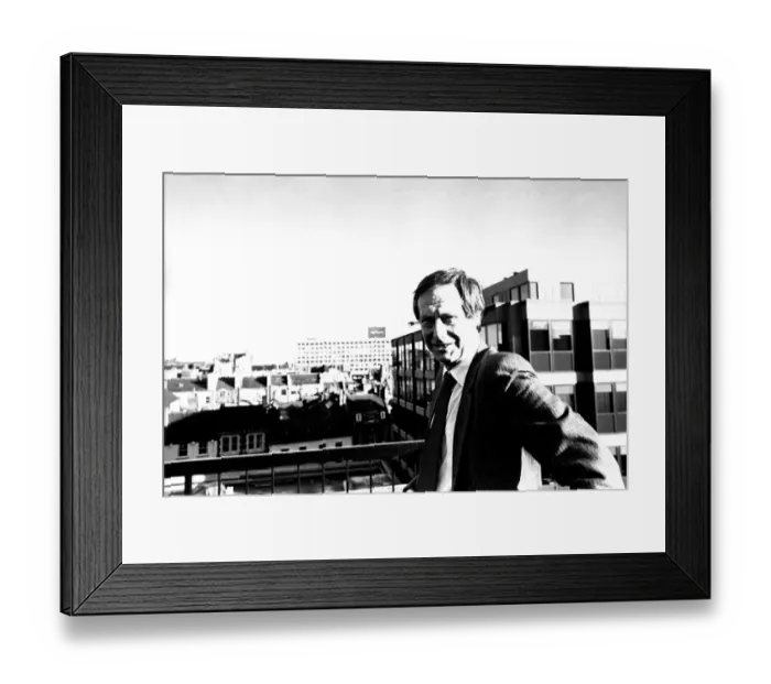 Framed Print : Film critic Barry Norman pictured on the roof of Thomson House
