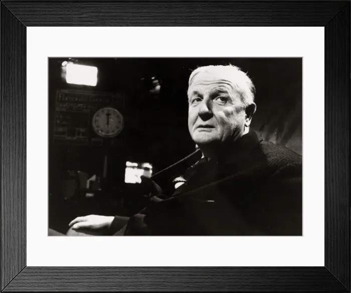 Framed Print : Portrait of Cecil H King during a television interview with Robin Day in the programme Framed Print : Portrait of Cecil H King during a television interview with Robin Day in the programme