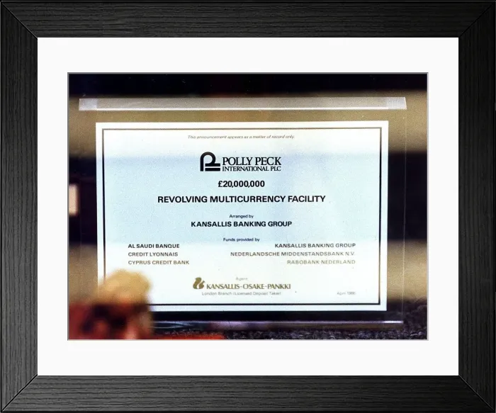 Framed Print : Plaque of Polly Peck, the company belonging to fugitive businessman Asil Nadir Framed Print : Plaque of Polly Peck, the company belonging to fugitive businessman Asil Nadir