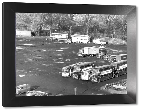 A gypsy encampment in a Carlisle carpark in February 1975