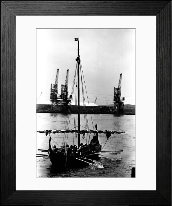 Framed Print : A Viking longboat arriving on the river Tyne for the Newcastle Regatta in July 1980 Framed Print : A Viking longboat arriving on the river Tyne for the Newcastle Regatta in July 1980