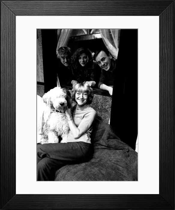Framed Print : Dora Bryan, with dog Bella, alongside Ivan Beavis, Carol Drinkwater Framed Print : Dora Bryan, with dog Bella, alongside Ivan Beavis, Carol Drinkwater