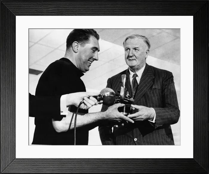 Framed Print : Ken Chisholm being presented with a trophy and prize money by Mr Cecil King Framed Print : Ken Chisholm being presented with a trophy and prize money by Mr Cecil King