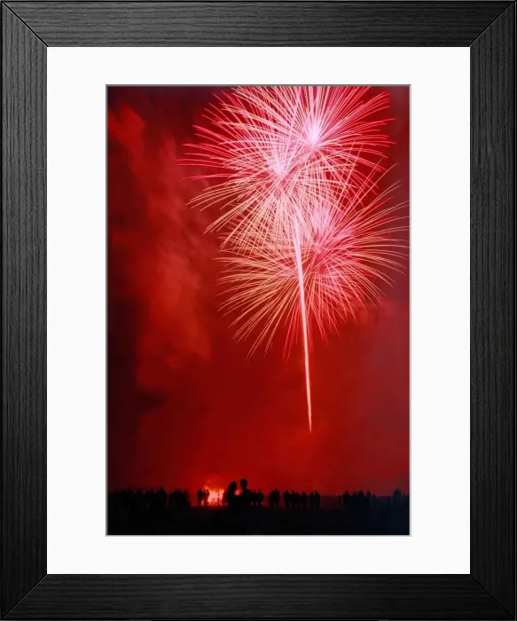 Framed Print : Stock picture of fireworks and a bonfire in Darlington in 1997 Framed Print : Stock picture of fireworks and a bonfire in Darlington in 1997