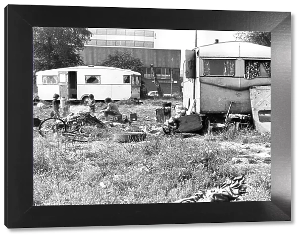 An illegal gypsy encampment on waste ground off George Street, Rye Hill