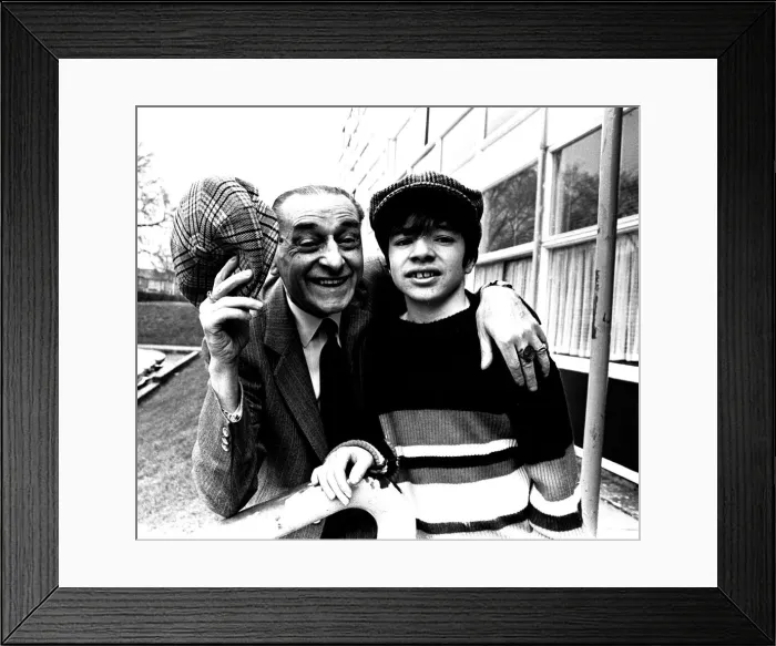 Framed Print : The Little Waster'comedian Bobby Thompson with Steven O Keefe, aged 15