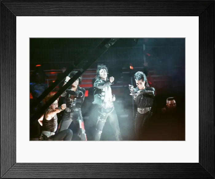 Framed Print : Michael Jackson seen here after perforiming on stage at Wembley during the Bad concert Framed Print : Michael Jackson seen here after perforiming on stage at Wembley during the Bad concert