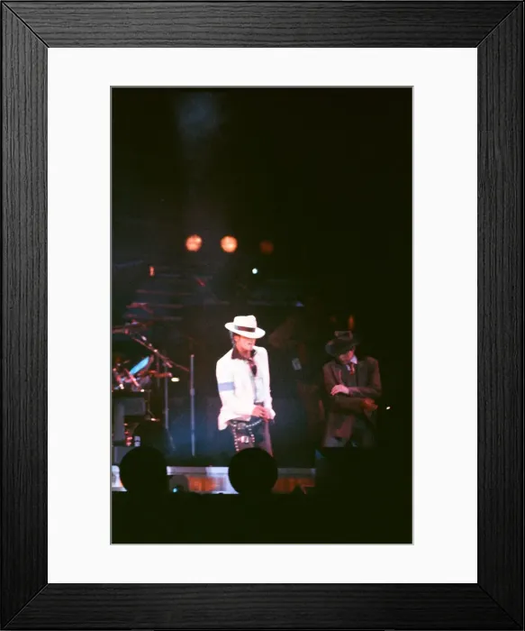 Framed Print : Michael Jackson seen here after perforiming on stage at Wembley during the Bad concert