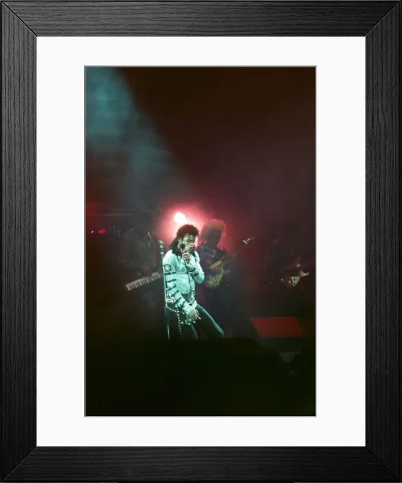 Framed Print : Michael Jackson seen here after perforiming on stage at Wembley during the Bad concert Framed Print : Michael Jackson seen here after perforiming on stage at Wembley during the Bad concert