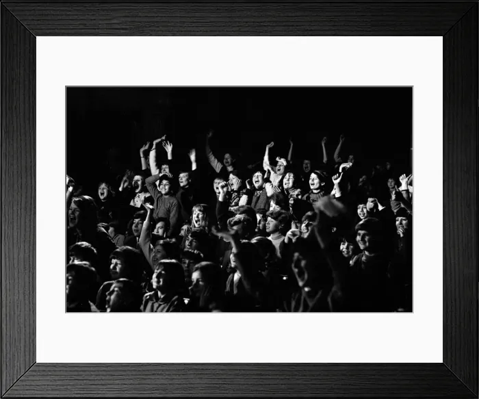 Framed Print : The Beatles filming at the Scala Theatre watched by a crowd of screaming fans 3rd