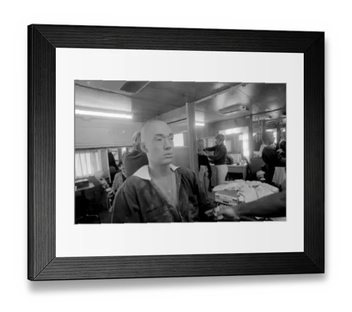 Framed Print : David Carradine actor has his makeup applied on set of TV programme Kung Fu (1972-1975)