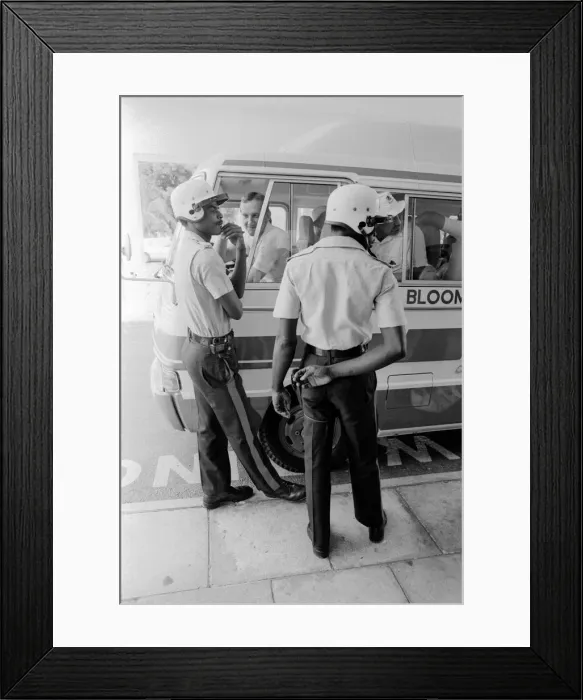 Framed Print : England in West Indies 1981. England team in their bus. 26th May 1981 Framed Print : England in West Indies 1981. England team in their bus. 26th May 1981