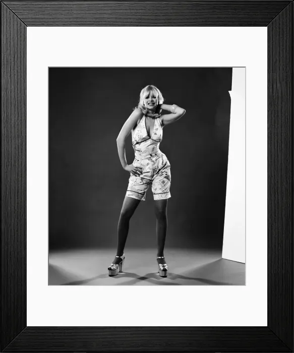 Framed Print : Jo Howard model wearing shorts & halter top outfit, pictured March 1973