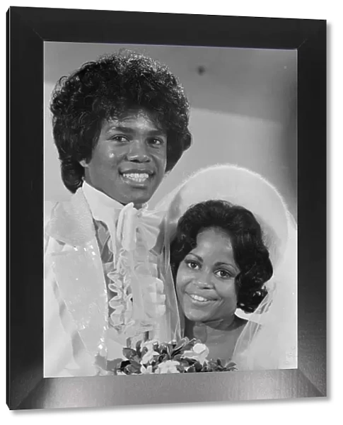 Jermaine Jackson, singer in the Jackson Five pop group, with his new bride Hazel Joy