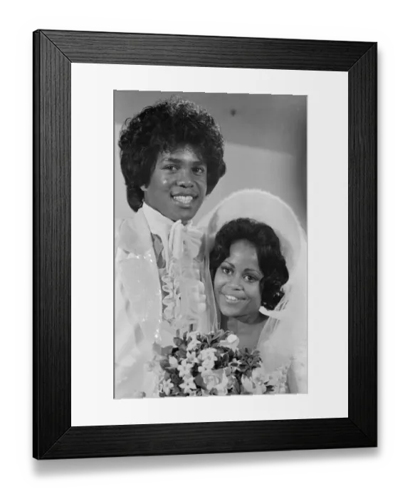 Framed Print : Jermaine Jackson, singer in the Jackson Five pop group, with his new bride Hazel Joy Framed Print : Jermaine Jackson, singer in the Jackson Five pop group, with his new bride Hazel Joy
