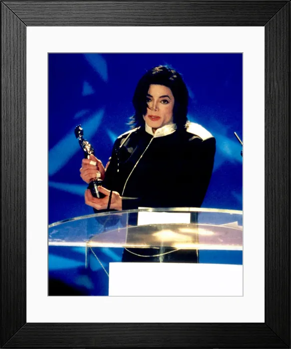 Framed Print : Michael Jackson accepts his award at the 1996 Brit Awards. 20th February 1996