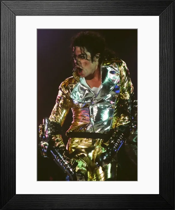 Framed Print : Michael Jackson seen here on stage in Prague. 8th September 1996