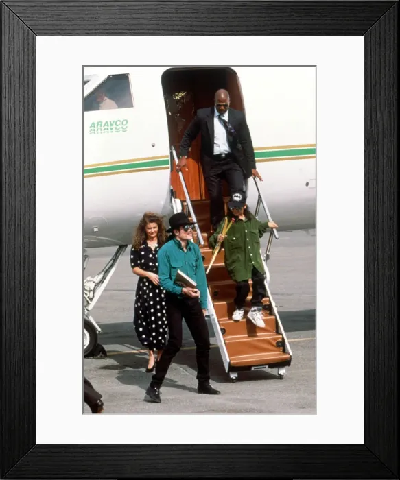 Framed Print : Michael Jackson arriving for his Dangerous tour in Norway. July 1992