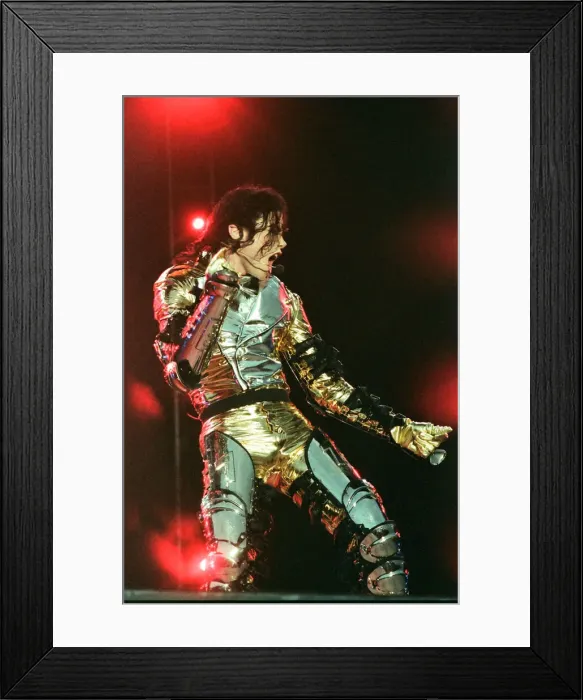 Framed Print : Michael Jackson seen here performing on stage in Sheffield. 10th July 1997 Framed Print : Michael Jackson seen here performing on stage in Sheffield. 10th July 1997