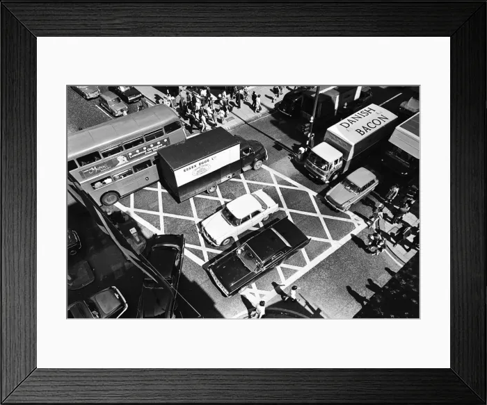 Framed Print : Traffic congestion at the box junction in Oxford Street London