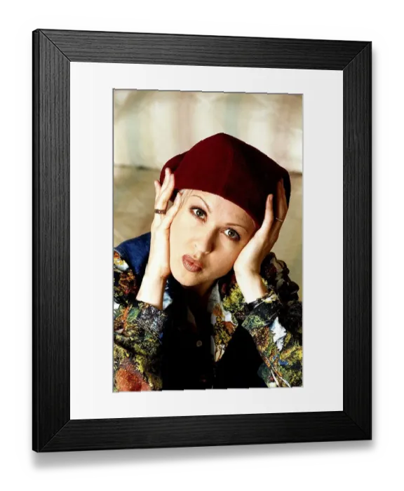 Framed Print : Cyndi Lauper singer, songwriter & actress, pictured in hotel room for Daily Mirror Mirror Framed Print : Cyndi Lauper singer, songwriter & actress, pictured in hotel room for Daily Mirror Mirror