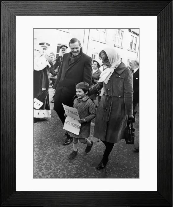 Framed Print : Neil Armstrong and his wife Janet are joined by another Neil Armstrong during the freedom Framed Print : Neil Armstrong and his wife Janet are joined by another Neil Armstrong during the freedom
