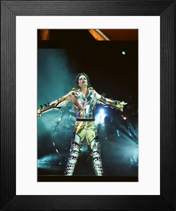 Framed Print : Michael Jackson seen here on stage in Prague. 8th September 1996