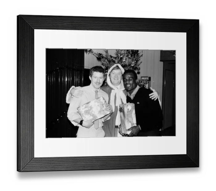 Framed Print : Boxers Terry Marsh and Errole Christie with promoter Frank Warren