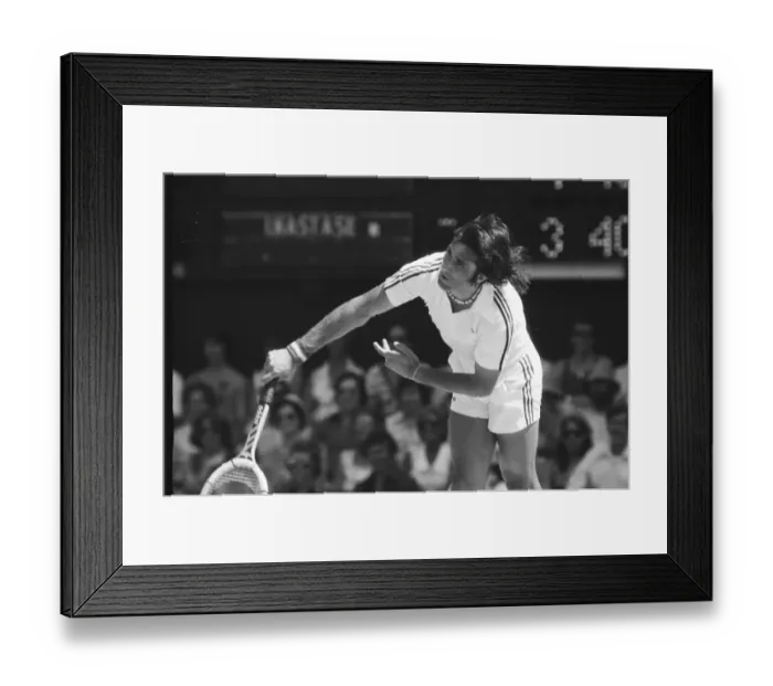 Framed Print : Wimbledon 1976. Ilie Nastase against Ramirez. 1st July 1976 Framed Print : Wimbledon 1976. Ilie Nastase against Ramirez. 1st July 1976