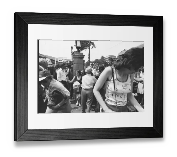 Framed Print : Wimbledon 1976. Fans queuing up outside. 1st July 1976