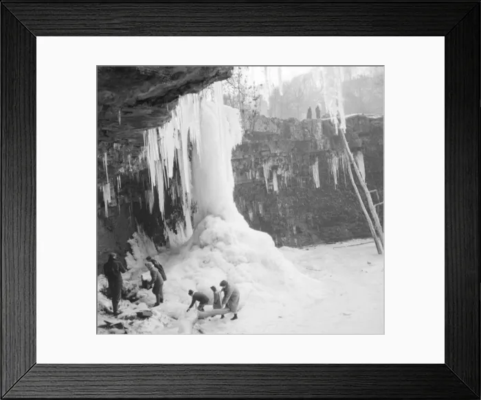 Framed Print : Pictures of the Lady Falls, Afon Pyrddin, Wales, frozen solid. 13th January 1963 Framed Print : Pictures of the Lady Falls, Afon Pyrddin, Wales, frozen solid. 13th January 1963
