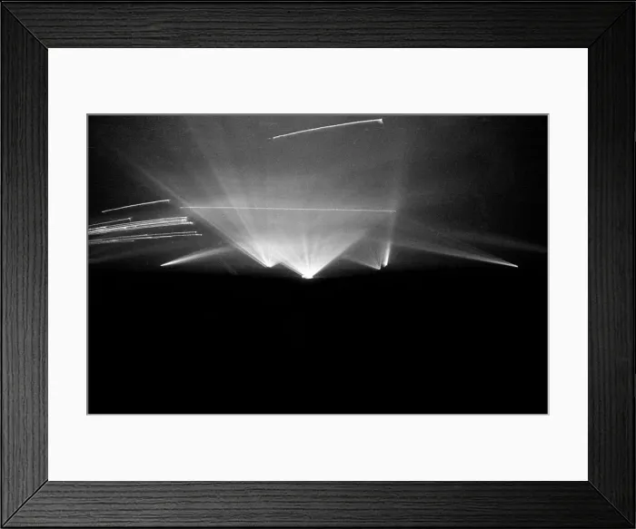 Framed Print : Time lapse photography of the destruction of a swarm of V1 flying bombs by the armys Framed Print : Time lapse photography of the destruction of a swarm of V1 flying bombs by the armys