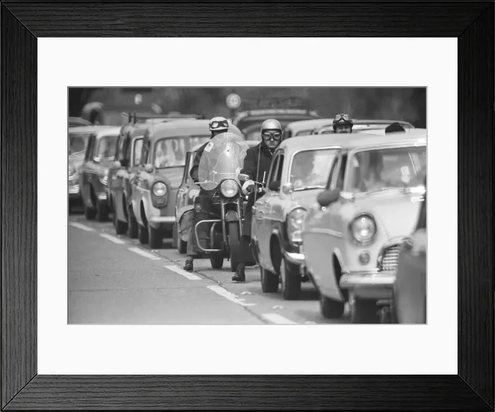Framed Print : Congestion in South London shot for 1964 traffic feature for Daily Herald Framed Print : Congestion in South London shot for 1964 traffic feature for Daily Herald