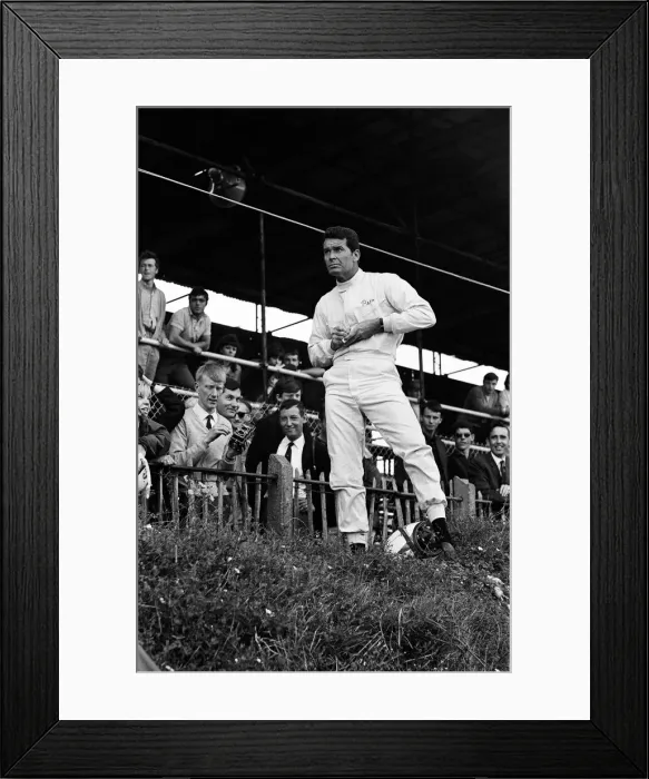 Framed Print : Filming of MGN film Grand Prix at Brands Hatch in Kent July 1966 Framed Print : Filming of MGN film Grand Prix at Brands Hatch in Kent July 1966