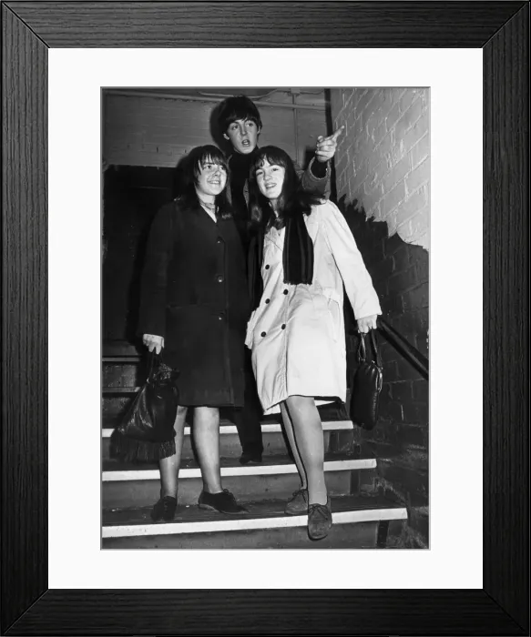 Framed Print : Paul McCartney of The Beatles backstage with two fans at the Liverpool Empire