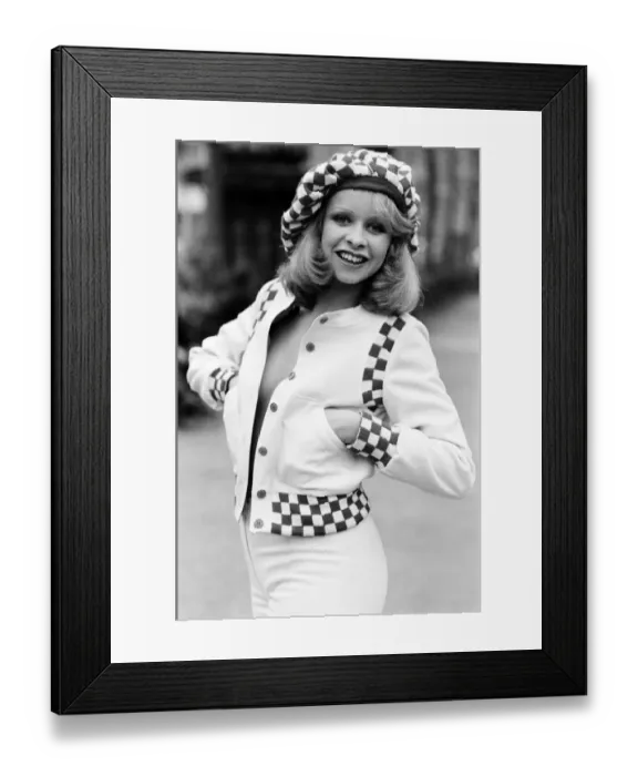 Framed Print : Model Jo Howard pictured wearing Oxford bags and battle blouse - Ready To Wear fashions Framed Print : Model Jo Howard pictured wearing Oxford bags and battle blouse - Ready To Wear fashions