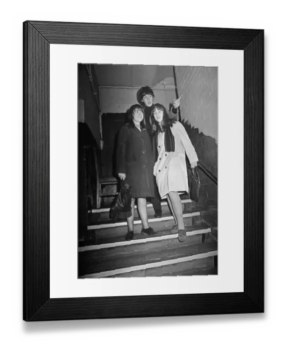 Framed Print : Two teenage fans meet The Beatles in Liverpool, Paul McCartney shows them to their seats Framed Print : Two teenage fans meet The Beatles in Liverpool, Paul McCartney shows them to their seats