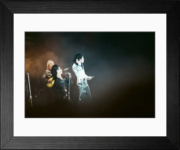 Framed Print : Michael Jackson seen here after perforiming on stage at Wembley during the Bad concert Framed Print : Michael Jackson seen here after perforiming on stage at Wembley during the Bad concert