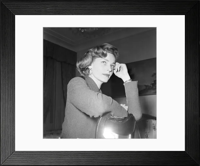 Framed Print : Actress Lauren Bacall seen here just after arriving in Rome to be wife her husband Framed Print : Actress Lauren Bacall seen here just after arriving in Rome to be wife her husband