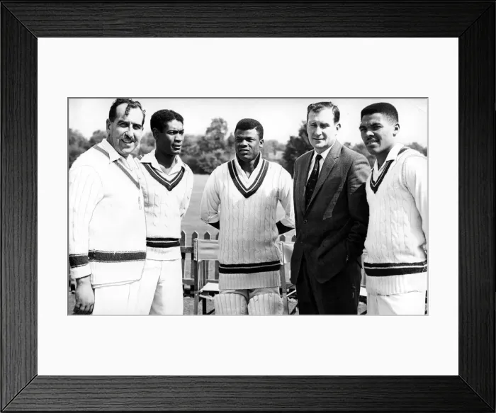 Framed Print : Test match players in the side led by Derrick Robins(extreme left) in today