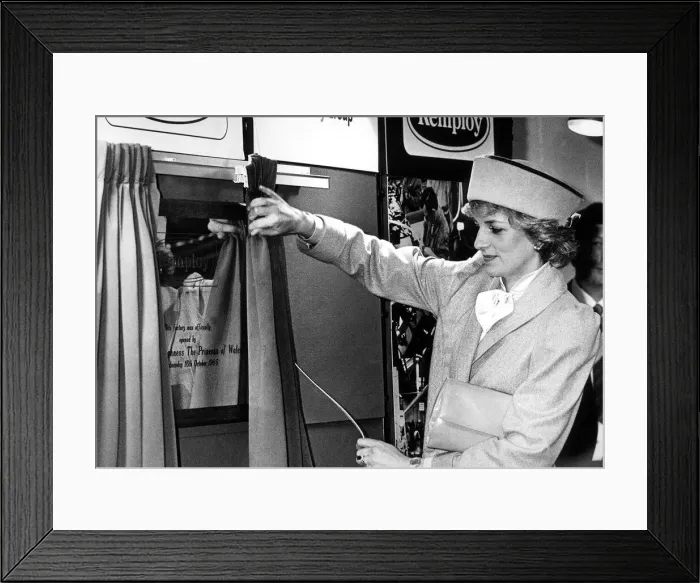 Framed Print : Diana, Princess of Wales during her visit to the Remploy Manufaturing in Coventry