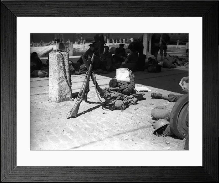 Framed Print : Soldier reading in 1940 His ordeal in Dunkirk behind him this soldier takes a well Framed Print : Soldier reading in 1940 His ordeal in Dunkirk behind him this soldier takes a well