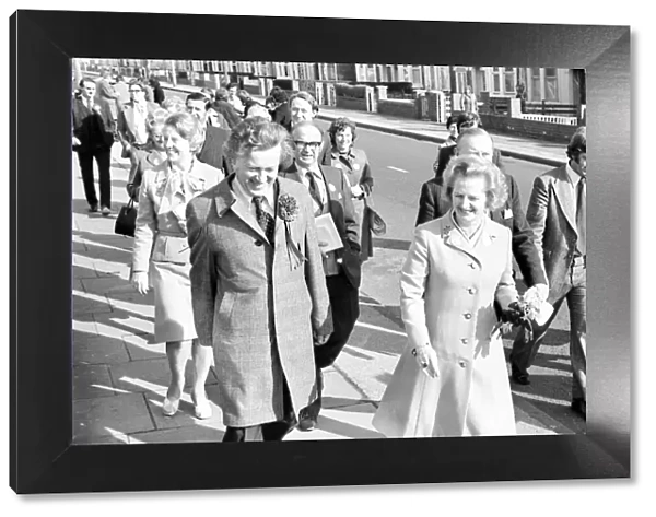 Margaret Thatcher visits Coventry and chats to a resident in the Radford area of th city