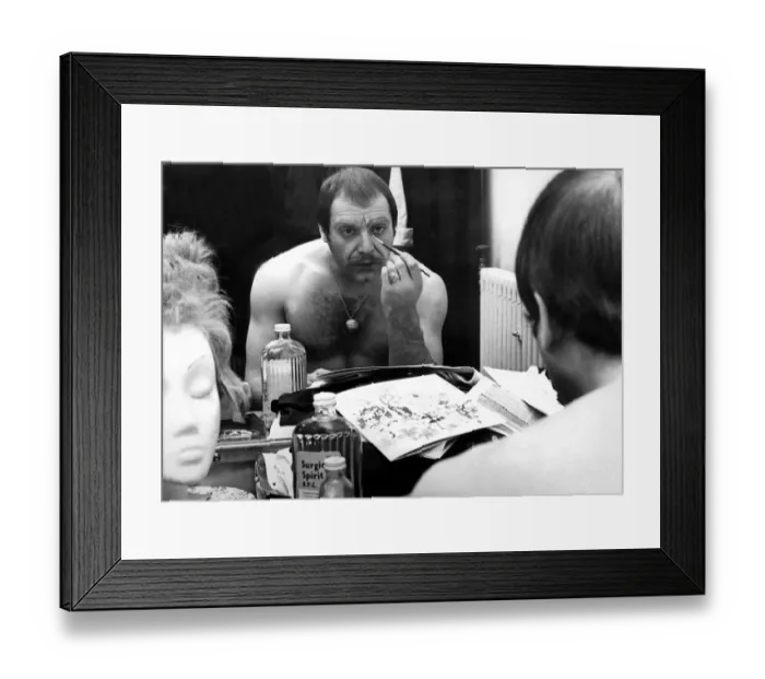 Framed Print : Actor David Suchet(26) is seen here in his dressing room applying his stage make-up for Framed Print : Actor David Suchet(26) is seen here in his dressing room applying his stage make-up for