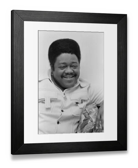Framed Print : American rock and roll singer and musician Fats Domino shows off his diamond rings in his Framed Print : American rock and roll singer and musician Fats Domino shows off his diamond rings in his