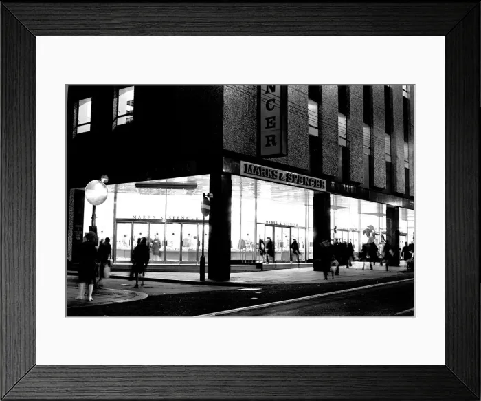 Framed Print : General pictures of Newcastle City Centre at night 8 December 1970 - Marks & Spencer Framed Print : General pictures of Newcastle City Centre at night 8 December 1970 - Marks & Spencer