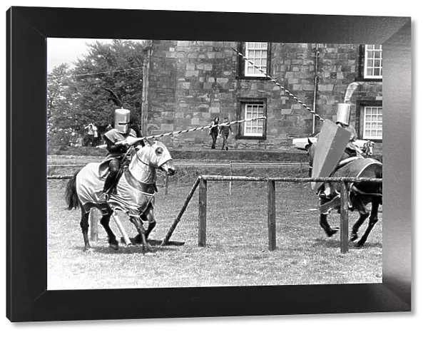 Knights jousting at Lumley Castle, Chester-le-Street in May 1972
