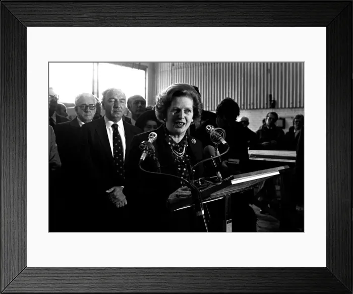 Framed Print : Margaret Thatcher visits the NEI Group at Gateshead in March 1982 to open their new