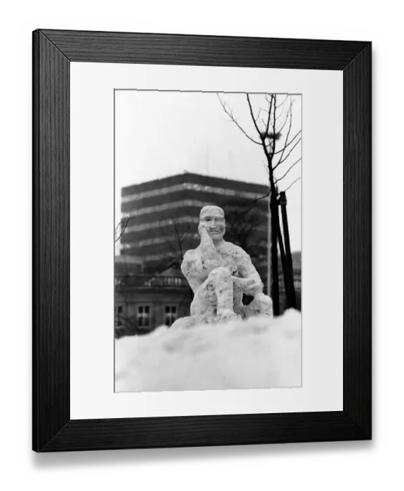 Framed Print : The Newcastle University Library snowman in January 1985 Framed Print : The Newcastle University Library snowman in January 1985