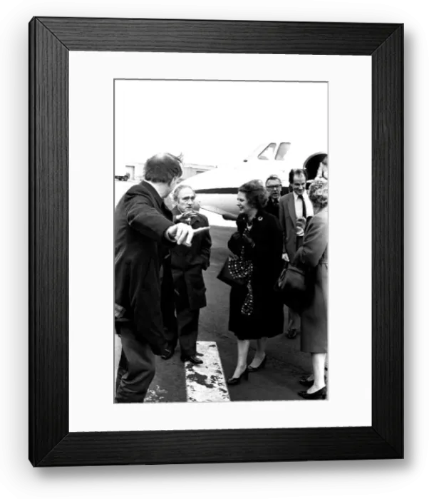 Framed Print : Margaret Thatcher arrives at Newcastle Airport in gale force winds on March 12, 1982 Framed Print : Margaret Thatcher arrives at Newcastle Airport in gale force winds on March 12, 1982